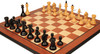 The Queen's Gambit Final Game Chess Set Ebonized & Boxwood Pieces with Mahogany & Maple Molded Edge Board - 4" King