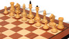 The Queen's Gambit Final Game Chess Set Ebonized & Boxwood Pieces with Mahogany & Maple Molded Edge Board - 4" King