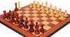 Imperial Staunton Chess Set Padauk & Boxwood Pieces with Padauk & Bird's-Eye Maple Molded Edge Board - 3.75" King