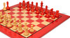 Reykjavik Series Chess Set Crimson & Boxwood Pieces with Red & Maple High Gloss Board - 3.75" King