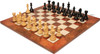 Fierce Knight Staunton Chess Set Ebony & Boxwood Pieces with Elm Burl & Erable Board - 4" King