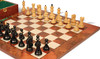Zagreb Series Chess Set Ebony & Boxwood Pieces with Elm Burl & Erable Board & Box - 3.875" King