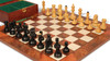 Dubrovnik Series Chess Set Ebony & Boxwood Pieces with Elm Burl & Erable Board & Box - 3.9" King