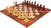 Fierce Knight Staunton Chess Set Padauk & Boxwood Pieces with Elm Burl & Erable Board - 3.5" King