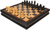 German Knight Staunton Chess Set Ebonized & Boxwood Pieces with Black & Bird's-Eye Maple Chess Case - 3.75" King