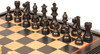 French Lardy Staunton Chess Set Ebonized & Boxwood Pieces with Black & Bird's-Eye Maple Chess Case - 3.75" King