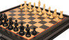 British Staunton Chess Set Ebonized & Boxwood Pieces with Black & Bird's-Eye Maple Chess Case - 3.5" King