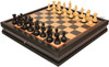 Fierce Knight Staunton Chess Set Ebony Boxwood Pieces & Boxwood with Black & Bird's-Eye Maple Chess Case - 3.5" King