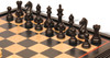 Fierce Knight Staunton Chess Set Ebony Boxwood Pieces & Boxwood with Black & Bird's-Eye Maple Chess Case - 3.5" King