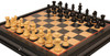 Fierce Knight Staunton Chess Set Ebony Boxwood Pieces & Boxwood with Black & Bird's-Eye Maple Chess Case - 3.5" King