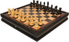 New Exclusive Staunton Chess Set Ebonized & Boxwood Pieces with Black & Bird's-Eye Maple Chess Case - 3.5" King