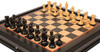 New Exclusive Staunton Chess Set Ebonized & Boxwood Pieces with Black & Bird's-Eye Maple Chess Case - 3" King