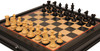 New Exclusive Staunton Chess Set Ebonized & Boxwood Pieces with Black & Bird's-Eye Maple Chess Case - 3" King