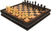 New Exclusive Staunton Chess Set Ebony & Boxwood Pieces with Black & Bird's-Eye Maple Chess Case - 3.5" King