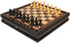 New Exclusive Staunton Chess Set Black & Natural Boxwood High Gloss Pieces with Black & Bird's-Eye Maple Chess Case - 3" King