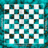 Turquoise &  White Marble Vinyl Printed Chess Board - 2.25" Squares