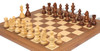 The Queen's Gambit Chess Set Golden Rosewood & Boxwood Pieces with Deluxe Walnut & Maple Board - 3.75" King