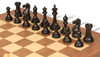 New Exclusive Staunton Chess Set Ebonized & Boxwood Pieces with Walnut & Maple Deluxe Board & Box  - 3" King