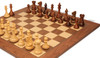 New Exclusive Staunton Chess Set Golden Rosewood & Boxwood Pieces with Walnut & Maple Deluxe Board & Box - 3" King