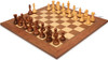 Fierce Knight Staunton Chess Set - Golden Rosewood & Boxwood Pieces - Walnut Deluxe Chess Board - 3" King
