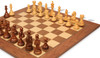 Fierce Knight Staunton Chess Set - Golden Rosewood & Boxwood Pieces - Walnut Deluxe Chess Board - 3" King