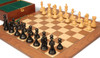 Fierce Knight Staunton Chess Set Ebonized & Boxwood Pieces with Walnut & Maple Deluxe Board & Box - 3" King