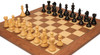 Fierce Knight Staunton Chess Set Ebonized & Boxwood Pieces with Walnut & Maple Deluxe Board & Box - 3" King