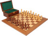 Deluxe Old Club Staunton Chess Set Golden Rosewood & Boxwood Pieces with Walnut & Maple Deluxe Board & Box - 3.25" King