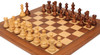 Deluxe Old Club Staunton Chess Set Golden Rosewood & Boxwood Pieces with Walnut & Maple Deluxe Board & Box - 3.25" King