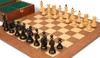 Zagreb Series Chess Set Ebonized & Boxwood Pieces with Walnut & Maple Deluxe Board & Box - 3.25" King