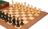 Zagreb Series Chess Set Ebonized & Boxwood Pieces with Walnut & Maple Deluxe Board & Box - 3.25" King