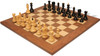 Zagreb Series Chess Set Ebonized & Boxwood Pieces with Walnut & Maple Deluxe Board & Box - 3.25" King