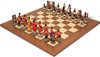 Battle of Waterloo Theme Chess Set with Walnut & Maple Deluxe Board