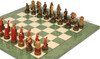 The Story of Camelot Theme Chess Set with Green & Erable High Gloss Deluxe Chess Board