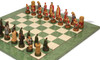 The Story of Camelot Theme Chess Set with Green & Erable High Gloss Deluxe Chess Board