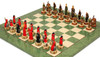 English & Scottish Theme Chess Set with Green & Erable High Gloss Deluxe Chess Board