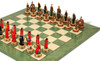 English & Scottish Theme Chess Set with Green & Erable High Gloss Deluxe Chess Board