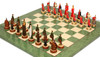 English & Scottish Theme Chess Set with Green & Erable High Gloss Deluxe Chess Board