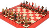 British & Zulu Theme Chess Set with Red & Erable High Gloss Deluxe Board