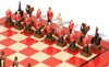 British & Zulu Theme Chess Set with Red & Erable High Gloss Deluxe Board