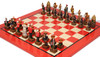 British & Zulu Theme Chess Set with Red & Erable High Gloss Deluxe Board