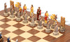 Battle of Troy Theme Chess Set with Walnut & Maple Deluxe Board