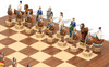 Battle of Troy Theme Chess Set with Walnut & Maple Deluxe Board