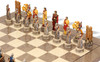 Battle of Troy Theme Chess Set with Gray & Erable High Gloss Deluxe Board