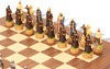 Mongolians vs Russians Theme Chess Set with Walnut & Maple Deluxe Board