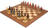 Mongolians vs Russians Theme Chess Set with Walnut & Maple Deluxe Board