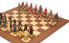 Mongolians vs Russians Theme Chess Set with Walnut & Maple Deluxe Board