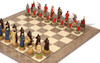 Mongolians vs Russians Theme Chess Set with Gray & Erable High Gloss Deluxe Board