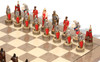 Mongolians vs Russians Theme Chess Set with Gray & Erable High Gloss Deluxe Board