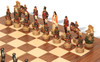 Japanese Samurai Theme Chess Set with Walnut & Maple Deluxe Board